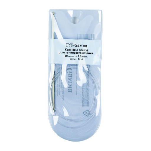 Для вязания "Gamma" SH4 крючок тунисский с леской алюминий d 3.0 мм 80 см в чехле .