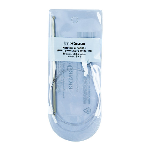 Для вязания "Gamma" SH4 крючок тунисский с леской алюминий d 3.5 мм 80 см в чехле .