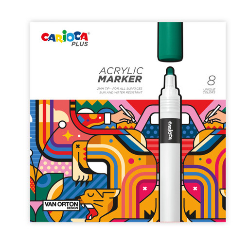 "Carioca Plus" Acrylic Набор маркеров 2 мм 8 цв. пулевидный 45209