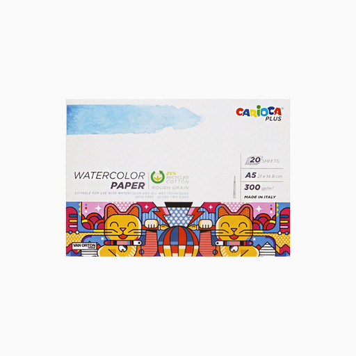 "Carioca Plus" Скетчбук для рисования акварелью A5 300 г/м2 300 г/м2 склейка с одной стороны 20 л. 45224