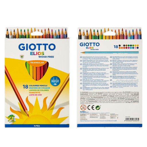 "Giotto" ELIOS Карандаши цветные полимерные трехгранные заточенный 18 цв. F277900