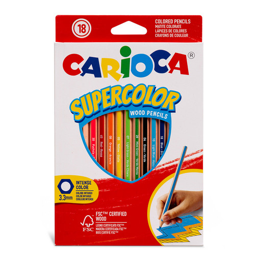 "Carioca" Supercolor Карандаши цветные деревянные заточенный 18 цв. 43392