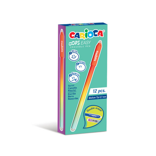 "Carioca" Ручка стираемая гелевая "OOPS Easy" 43500/03 1 мм 12 шт. 43500/03 цвет чернил: красный