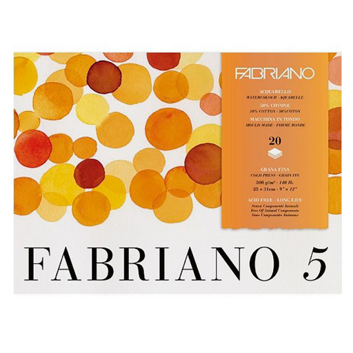 "Fabriano" Альбом-склейка для акварели Fabriano 5 Фин 50% хлопок, 50% целлюлоза 300 г/м2 23 х 31 см лист 19100258 среднезернистая