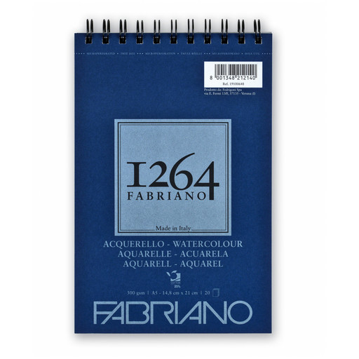 "Fabriano" Альбом для акварели с бумагой холодного прессования 300 г/м2 A5 14.8 х 21 см на спирали 20 л. 19100648