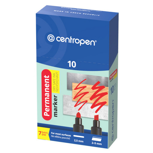 "Centropen" Маркер PERMANENT 2,5 мм перо клиновидное 10 шт. черный