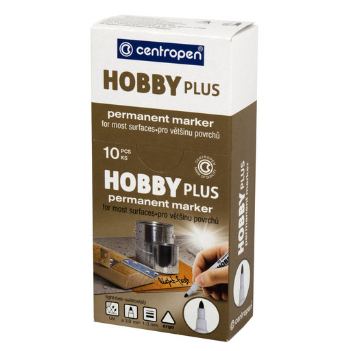 "Centropen" Маркер PERMANENT Hobby Plus универсальный 3 мм перо круглое 10 шт. 2799/1 черный