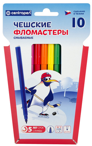"Centropen" Набор цветных фломастеров WASHABLE TP РА 7790/10 РА 10 цв 7790/10 РА