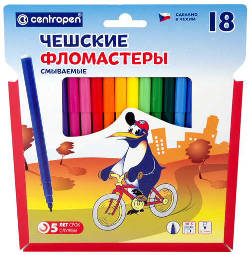 "Centropen" Набор цветных фломастеров WASHABLE TP РА 7790/18 РА 18 цв 7790/18 РА