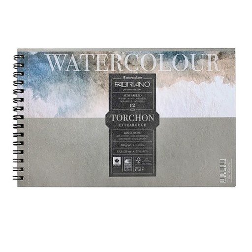 "Fabriano" Альбом для акварели "Watercolour Studio Torchon" 25% хлопок, 75% целлюлоза 300 г/м2 13.5 х 21 см на спирали 12 л. 19100279 крупнозернистая