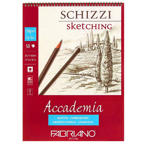 "Fabriano" Альбом для эскизов "Accademia" 120 г/м2 A3 29.7 х 42 см на спирали 50 л. 44122942