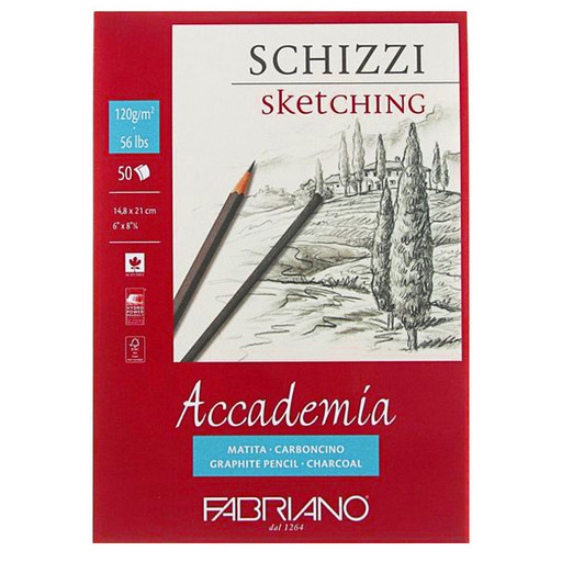"Fabriano" Альбом для эскизов "Accademia" 120 г/м2 A5 14.8 х 21 см склейка с одной стороны 50 л. 41121421