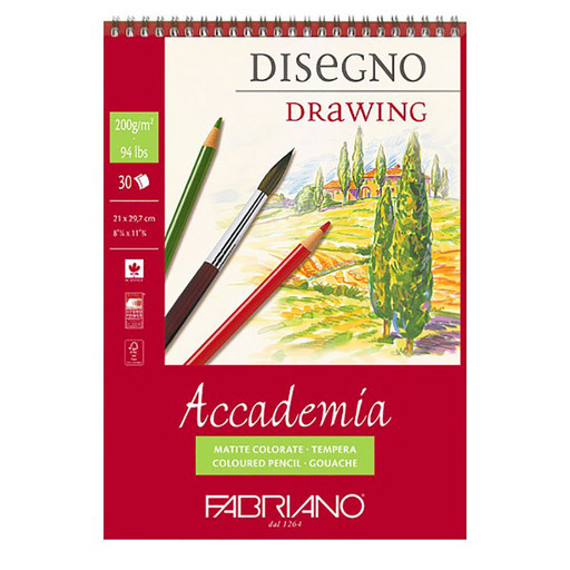 "Fabriano" Альбом для эскизов "Accademia" 200 г/м2 A4 21 х 29.7 см на спирали 30 л. 44202129