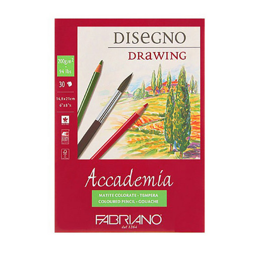 "Fabriano" Альбом для эскизов "Accademia" 200 г/м2 A5 14.8 х 21 см склейка с одной стороны 30 л. 41201421