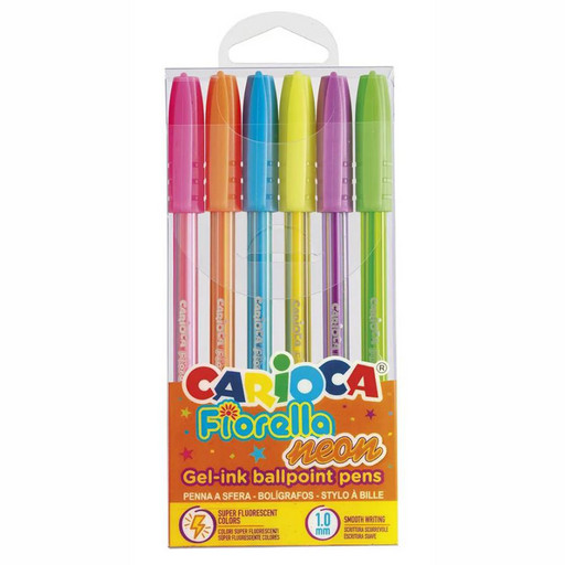 "Carioca" Набор гелевых ручек Fiorella 1 мм 6 цв. 6 шт. 43365 неон цвет чернил: ассорти
