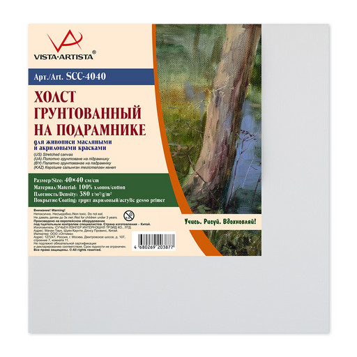 Холст грунтованный на подрамнике "VISTA-ARTISTA" SCC-4040 100% хлопок 40 х 40 см 380 г/кв.м 2 шт среднезернистый
