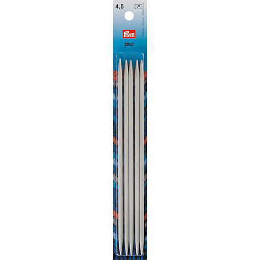 Спицы PRYM 191493 чулочные алюминий d 4.5 мм 20 см 5 шт с острием на обоих концах