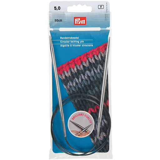 Спицы PRYM 212164 круговые латунь d 5.0 мм 80 см 1 шт серебристые