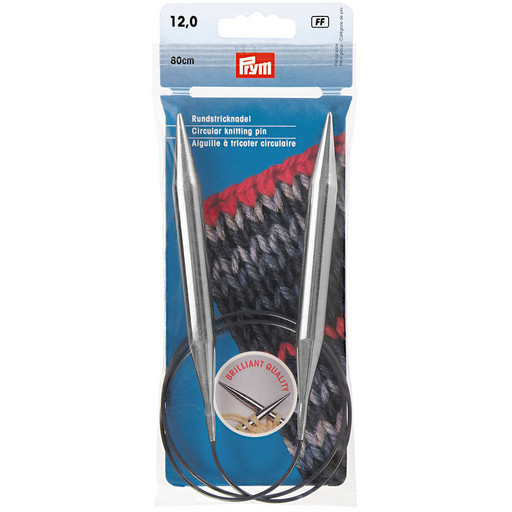 Спицы PRYM 212244 круговые латунь d 12.0 мм 80 см 1 шт серебристые