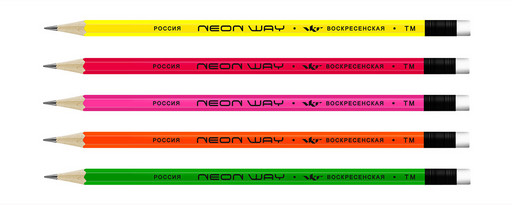 "ВКФ" "Neon way" NW05 Карандаш графитный неоновый с ластиком заточенный ТМ (HB) 72 шт.