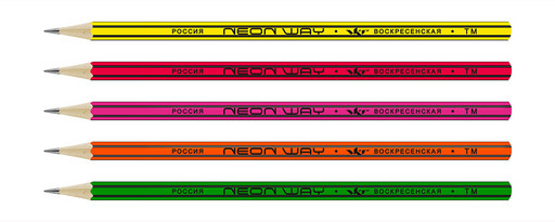 "ВКФ" "Neon way" NW02 Карандаш графитный неон с полосками на ребрах заточенный ТМ (HB) 72 шт.