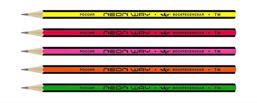 "ВКФ" "Neon way" NW06 Карандаш графитный неон с полосатыми гранями заточенный ТМ (HB) 72 шт.