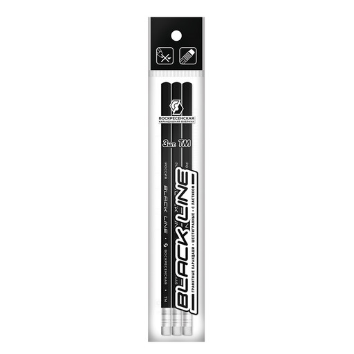 "ВКФ" "Black Line" 3P 1-966 Набор графитных карандашей с ластиком незаточенный ТМ (HB) 10 х 3 шт.