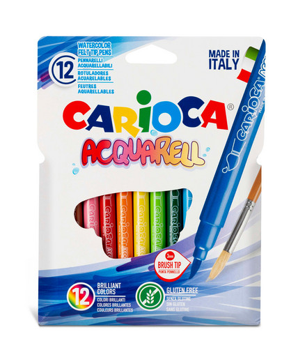 "Carioca" Фломастеры акварельные Acquarell, наконечник-кисть 12 цв 42747