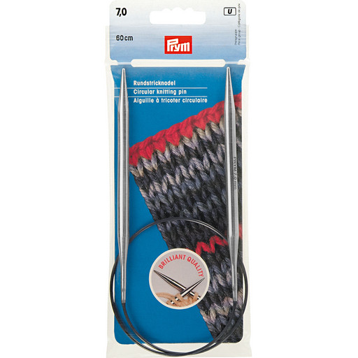 Спицы  PRYM 212192 круговые латунь d 7.0 мм 60 см 1 шт серебристые