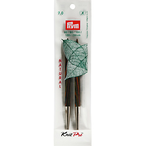 Спицы PRYM 223330 съемные длинные "Natural" береза d 7.0 мм 11.6 см 2 шт .