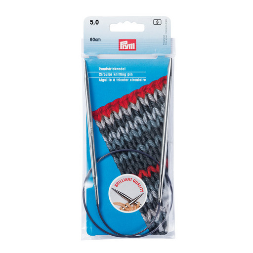 Спицы PRYM 212162 круговые латунь d 5.0 мм 60 см 1 шт серебристые