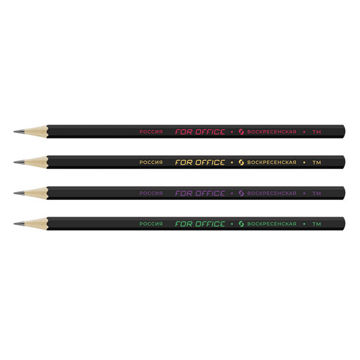 "ВКФ" "For Office" FS02-12Д Карандаш графитный черный матовый заточенный ТМ (HB) 12 шт.