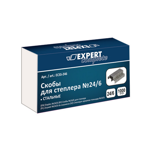 "Expert Complete" Скобы для степлера, оцинкованные № 24/6 ECSS-246 1000 шт. 10 шт. .