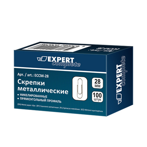 "Expert Complete" Скрепки металлические ECCM-28 28 мм 10 x 100 шт. никелированные