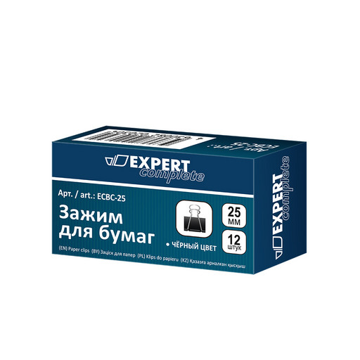 "Expert Complete" Зажим для бумаг ECBC-25 25 мм 12 x 12 шт. черный