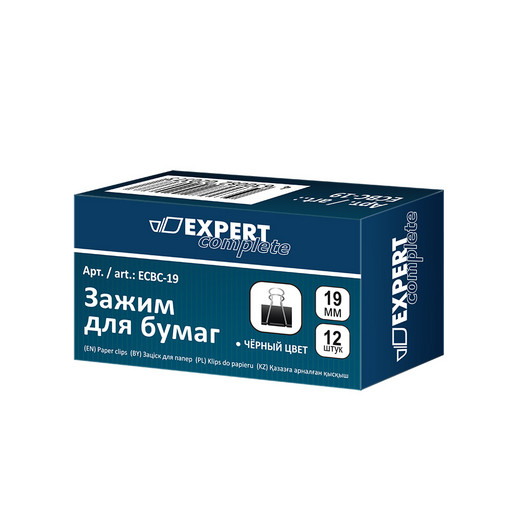 "Expert Complete" Зажим для бумаг ECBC-19 19 мм 12 x 12 шт. черный