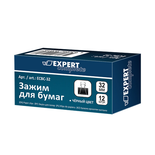 "Expert Complete" Зажим для бумаг ECBC-32 32 мм 12 x 12 шт. черный