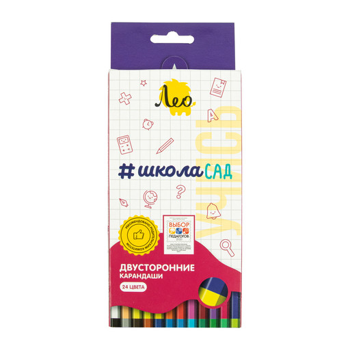 "Лео" "ШколаСад" Набор двусторонних карандашей LSDCP-12 заточенный 8 х 24 цв.