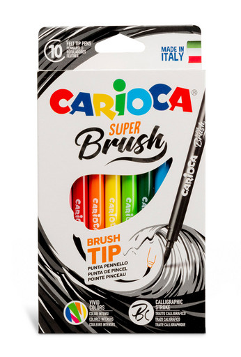 "Carioca" Фломастеры Super-brush, наконечник-кисть 10 цв 42937