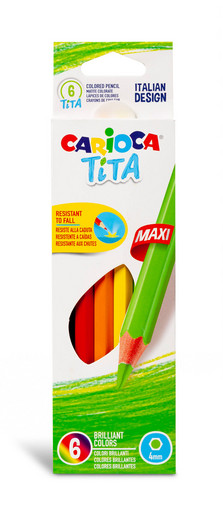 "Carioca" "Tita Maxi" Карандаши цветные утолщенные пластиковые шестигранные заточенный 6 цв. 42788