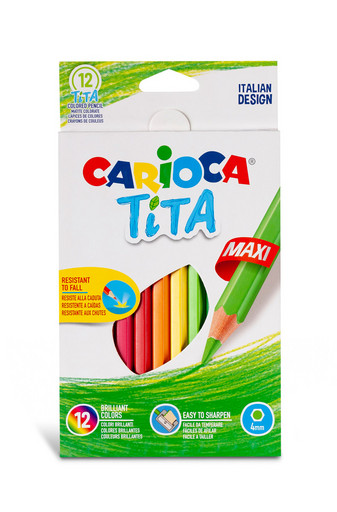 "Carioca" "Tita Maxi" Карандаши цветные утолщенные пластиковые шестигранные заточенный 12 цв. 42789