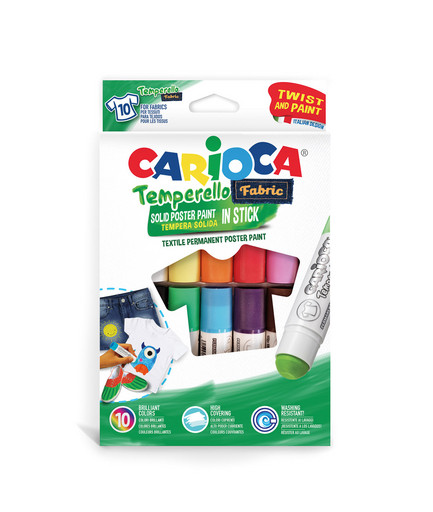 "Carioca" "Temperello Fabric" Карандаши-стики по ткани заточенный 10 цв. 42324