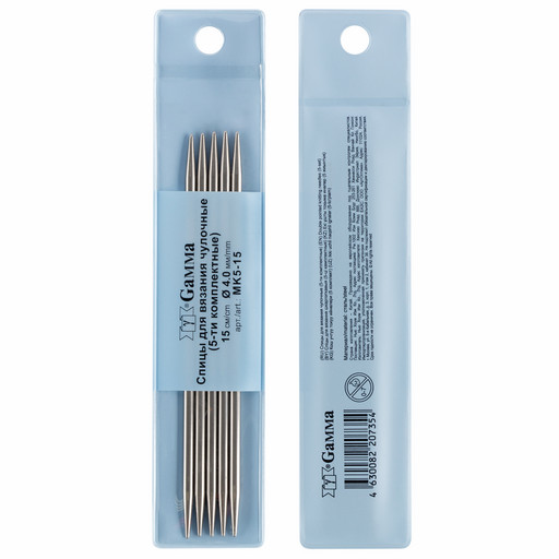 Спицы GAMMA 5-ти компл. чулочные MK5-15 сталь d 4.0 мм 15 см 5 шт под никель