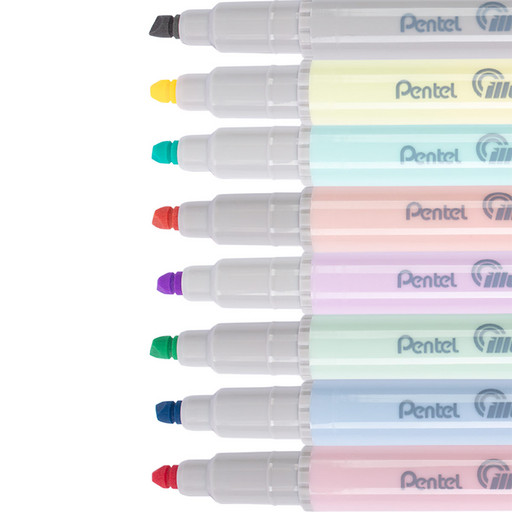 "Pentel" Текстовыделитель двусторонний "Illumina flex" 1,0 - 3,5 мм перо скошенное 10 шт.