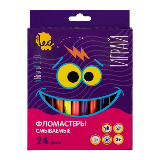 "Лео" "Играй" Фломастеры смываемые LPFP-24 24 цв .