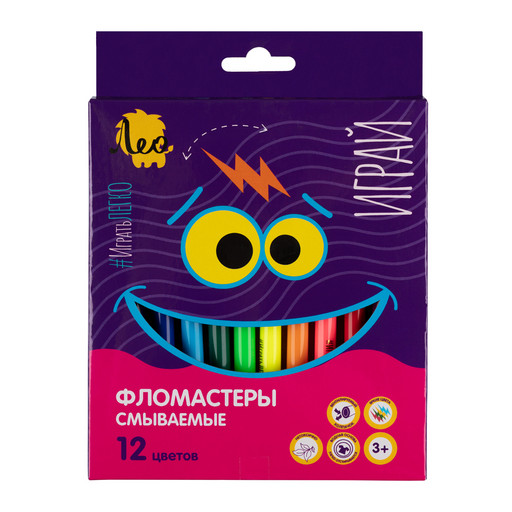 "Лео" "Играй" Фломастеры смываемые LPFP-12 12 цв .