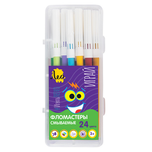 "Лео" "Играй" Фломастеры смываемые LPFPB-24 24 цв .