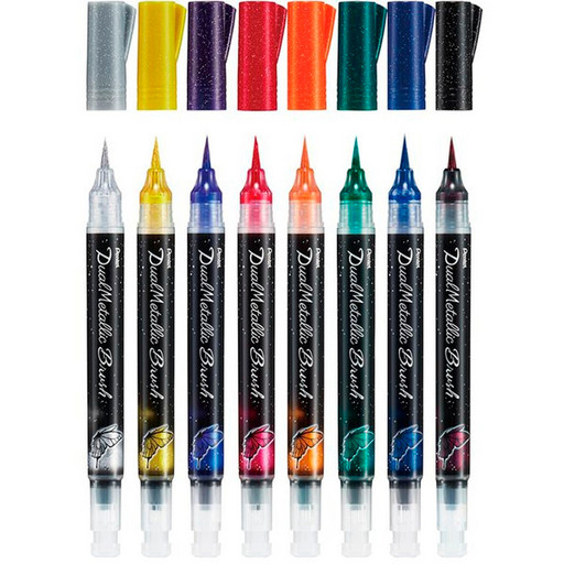"Pentel" Маркер-кисть с кнопкой подкачки чернил XGFH в блистере 1-10 мм кисть