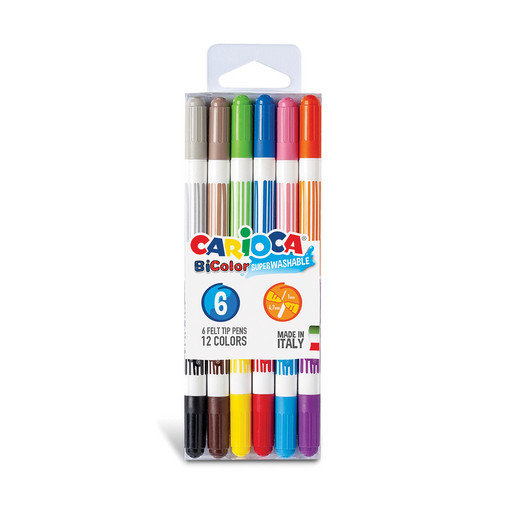 "Carioca" Фломастеры двусторонние BiColor 12 цв 6 шт ассорти 42269
