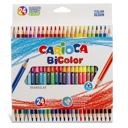 "Carioca" Карандаши двусторонние трехгранные BiColor Triangular заточенные заточенный 48 цв. 24 шт. 43031